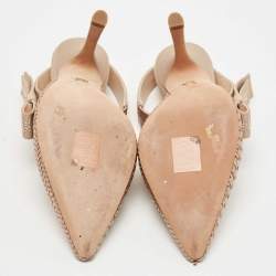 Pre Owned Dior Metallic Bronze Woven Leather J'Adior Slingback Pumps Size 36