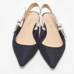 Dior Black Technical Fabric J'adior Slingback Flats Mules Size 38