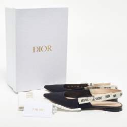 Dior Black Technical Fabric J'adior Slingback Flats Mules Size 38