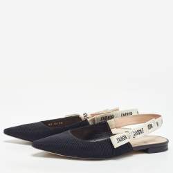 Dior Black Technical Fabric J'adior Slingback Flats Mules Size 38