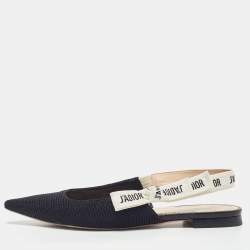 Dior Black Technical Fabric J'adior Slingback Flats Mules Size 38