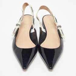 Pre Owned Dior Black Patent Leather J'Adior Slingback Flats Size 40