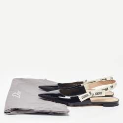 Pre Owned Dior Black Patent Leather J'Adior Slingback Flats Size 40