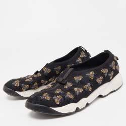 Pre Owned Dior Black Mesh Embellished Fusion Sneakers Size 40