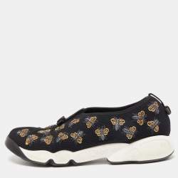 Pre Owned Dior Black Mesh Embellished Fusion Sneakers Size 40