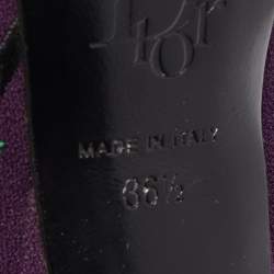 Pre Owned Dior Purple Canvas  Embroidered Floral Knee Length Boots Size 36.5