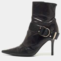Dior Black Leather Pointed Toe Ankle Boots Size 36
