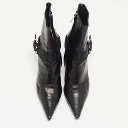 Dior Black Leather Pointed Toe Ankle Boots Size 36