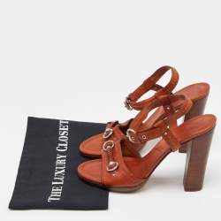 Pre Owned Dior Dark Orange Leather Ankle Strap Sandals Size 40 