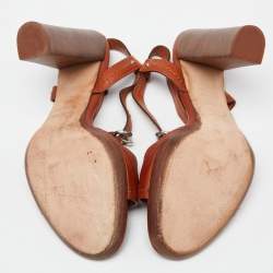 Pre Owned Dior Dark Orange Leather Ankle Strap Sandals Size 40 