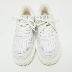 Dior Blue/White Toile De Jouy Technical Fabric Addict Sneakers Size 37