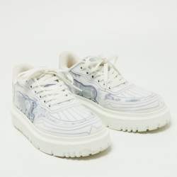 Dior Blue/White Toile De Jouy Technical Fabric Addict Sneakers Size 37