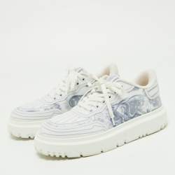 Dior Blue/White Toile De Jouy Technical Fabric Addict Sneakers Size 37