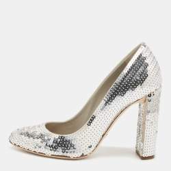 Sequin shop pumps silver