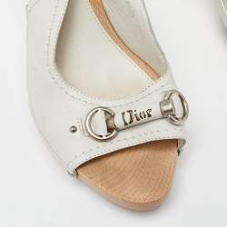 Dior White Leather Platform Slingback Sandals Size 40.5