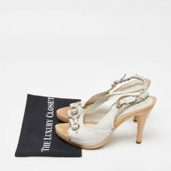 Dior White Leather Platform Slingback Sandals Size 40.5