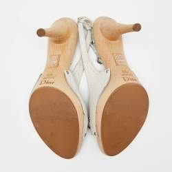 Dior White Leather Platform Slingback Sandals Size 40.5