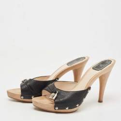 Dior Black Leather Luck Clogs Size 39.5