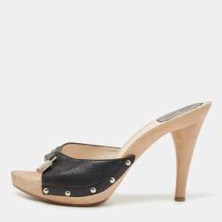 Dior Black Leather Luck Clogs Size 39.5