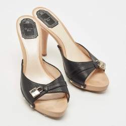 Dior Black Leather Luck Clogs Size 39.5