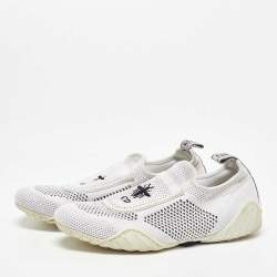Pre Owned Dior White Knit Fabric D-Fence Sneakers Size 37.5