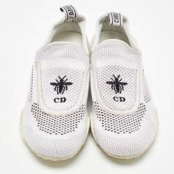 Pre Owned Dior White Knit Fabric D-Fence Sneakers Size 37.5
