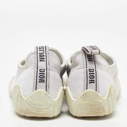 Pre Owned Dior White Knit Fabric D-Fence Sneakers Size 37.5