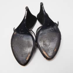 Dior Black Leather and Suede Wedge Sandals Size 41