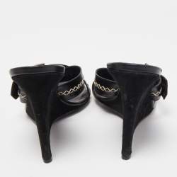 Dior Black Leather and Suede Wedge Sandals Size 41