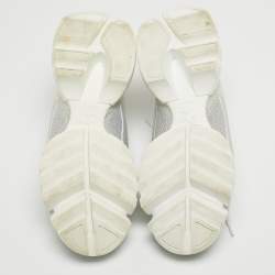 Dior White/Silver Lurex Fabric and PVC D-Connect Sneakers Size 37