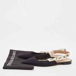 Pre Owned Dior Black Canvas Jadior  Slingback Flat Sandals Size 39