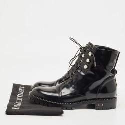 Pre Owned Dior Black Leather Ankle Boots Size 36.5