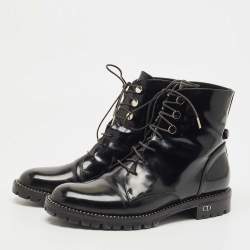 Pre Owned Dior Black Leather Ankle Boots Size 36.5