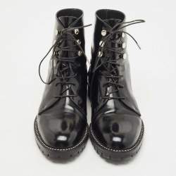 Pre Owned Dior Black Leather Ankle Boots Size 36.5