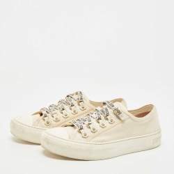 Dior White Canvas Walk'n'Dior Low Top Sneakers Size 37