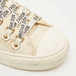 Dior White Canvas Walk'n'Dior Low Top Sneakers Size 37