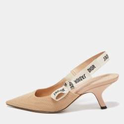 Dior Beige Canvas J'adior Slingback Pumps Size 37.5