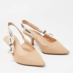 Dior Beige Canvas J'adior Slingback Pumps Size 37.5