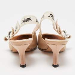 Dior Beige Canvas J'adior Slingback Pumps Size 37.5