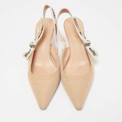 Dior Beige Canvas J'adior Slingback Pumps Size 37.5
