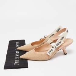 Dior Beige Canvas J'adior Slingback Pumps Size 37.5