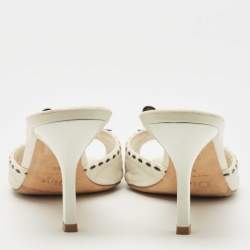 Pre Owned Dior Off White Quilted Leather CD Bow Slide Sandals Size 42