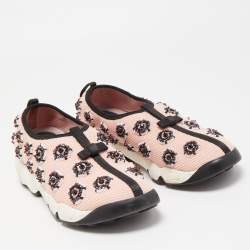 Pre Owned Dior Pink Mesh Fusion Crystal Embellished Sneakers Size 37.5
