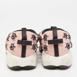Pre Owned Dior Pink Mesh Fusion Crystal Embellished Sneakers Size 37.5