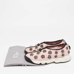 Pre Owned Dior Pink Mesh Fusion Crystal Embellished Sneakers Size 37.5