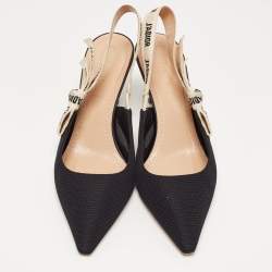 Pre Owned Dior Black Technical Fabric J'adior Slingback Flats Mules Size 40.5