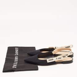 Dior Black Technical Fabric J'adior Slingback Flats Size 36.5