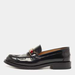 Dior Black Patent Leather Code Loafers Size 37