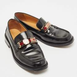 Dior Black Patent Leather Code Loafers Size 37