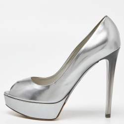 Dior Silver Patent Leather Miss Dior Pumps Size 40